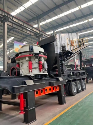 Máquina de trituração e filtragem móvel de cone de alta capacidade com motor AC para trituração de pedra